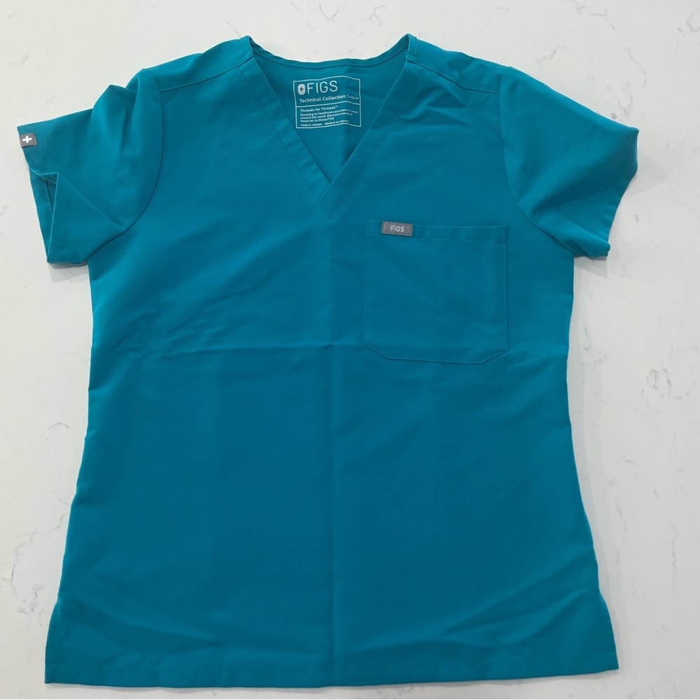 Figs Technical Collection Teal Scrub Top